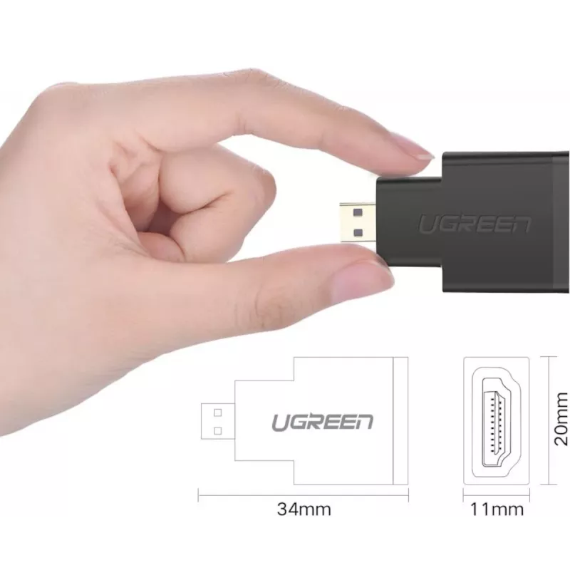 UGREEN adaptador de Micro HDMI macho para HDMI fêmea, preto