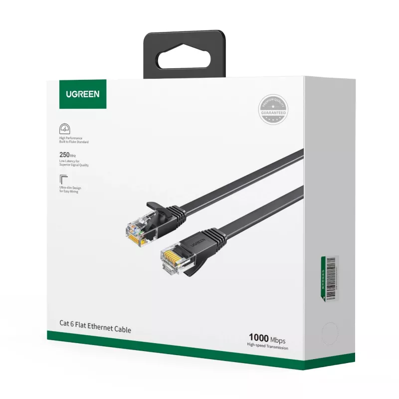 Cabo Ethernet plano UGREEN NW102 Cat6 U/UTP 2m - Preto