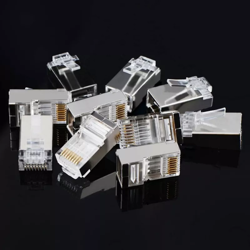 Fichas de rede Ethernet UGREEN NW111 RJ45 Cat6 pack de 100 - prateado/transparente
