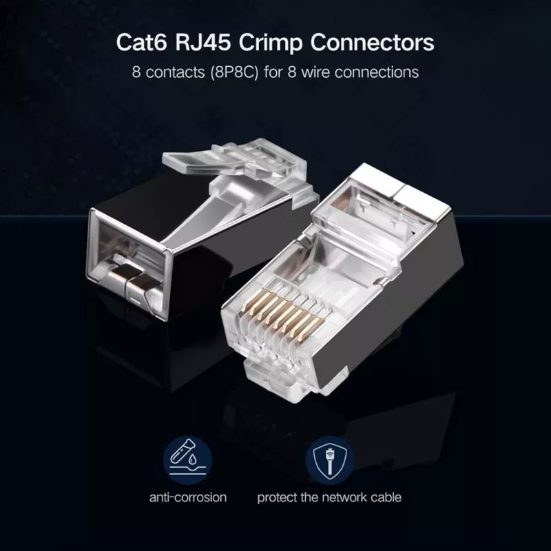 Fichas de rede Ethernet UGREEN NW111 RJ45 Cat6 pack de 100 - prateado/transparente