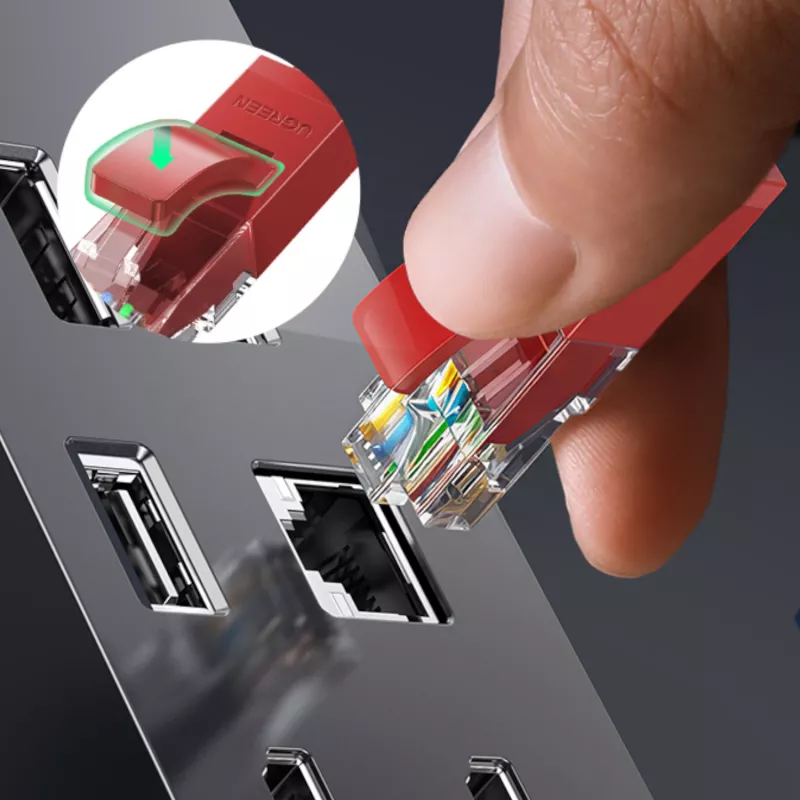 Cabo de rede Ethernet UGREEN RJ45 CAT6 0,5m - Vermelho (1Gbps, 250MHz)