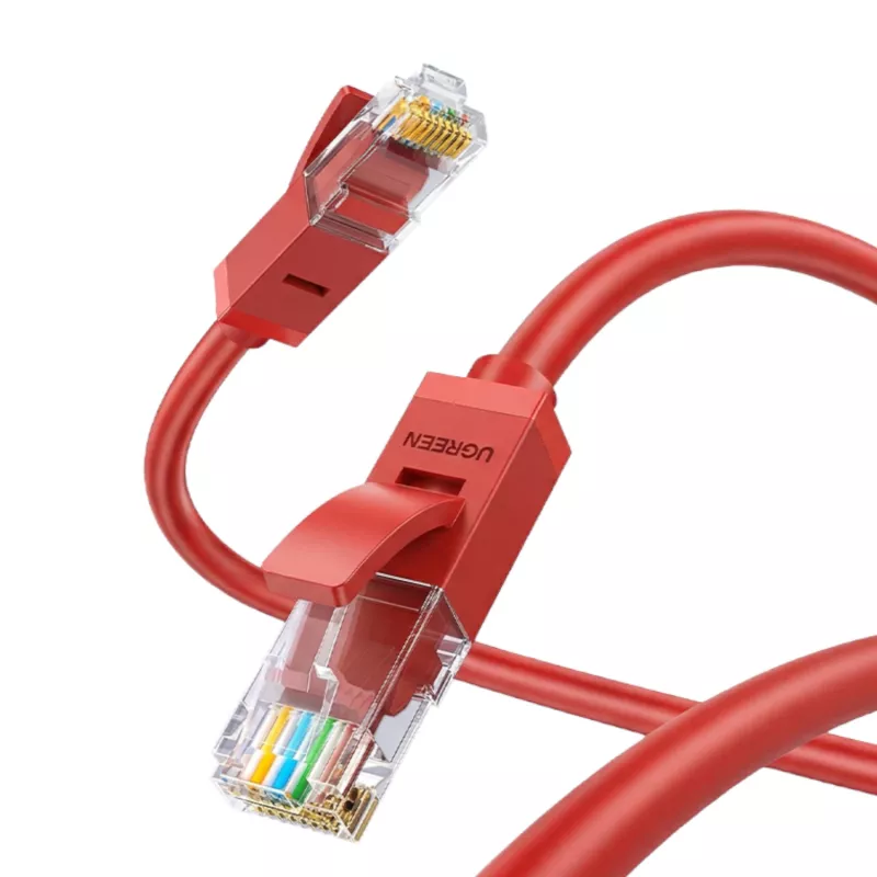 Cabo de rede Ethernet UGREEN RJ45 CAT6 0,5m - Vermelho (1Gbps, 250MHz)
