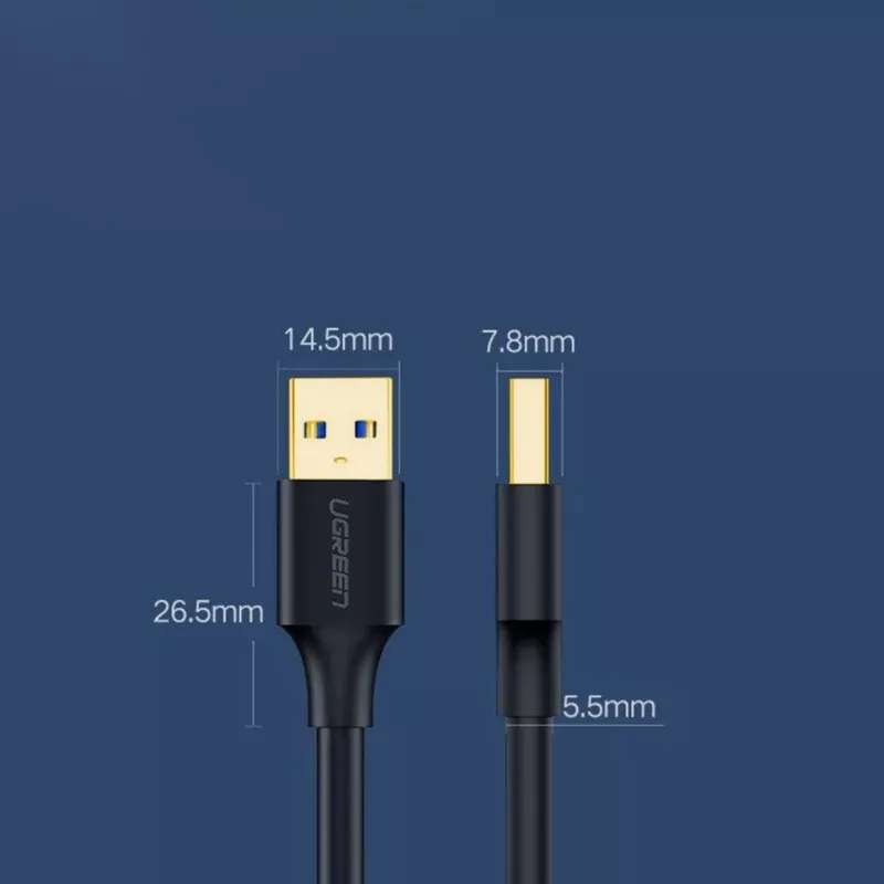 Cabo UGREEN US128 USB 3.0 Type-A macho para Type-A macho 2m preto