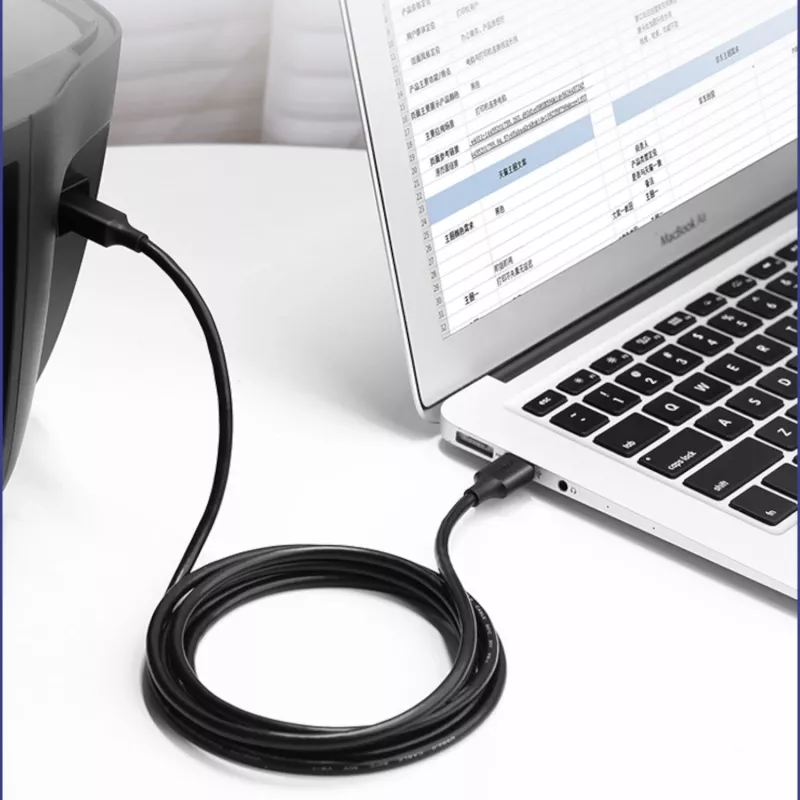 UGREEN US135 Cabo USB 2.0 A-B, dourado, 2m, preto