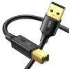 UGREEN US135 Cabo USB 2.0 A-B, dourado, 2m, preto
