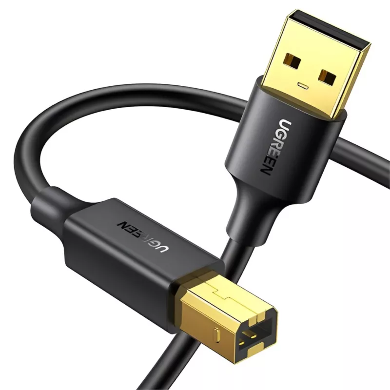 UGREEN US135 Cabo USB 2.0 A-B, dourado, 2m, preto