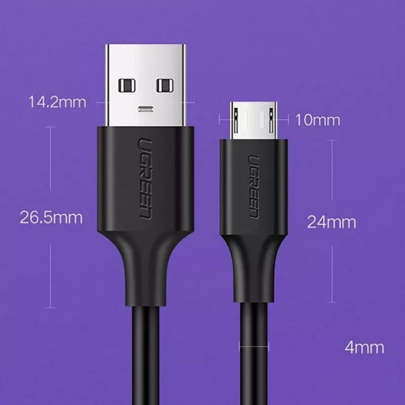 UGREEN US289 cabo Micro USB / USB-A 0,25m - preto