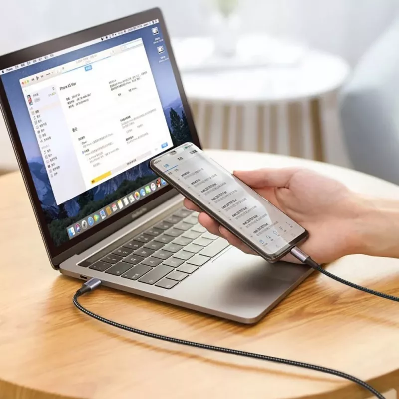 Cabo UGREEN US316 USB-C para USB-C 100W 5A 480Mbps 1,5m cinzento