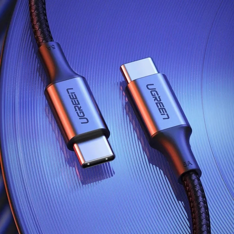 Cabo UGREEN US316 USB-C para USB-C 100W 5A 480Mbps 1,5m cinzento