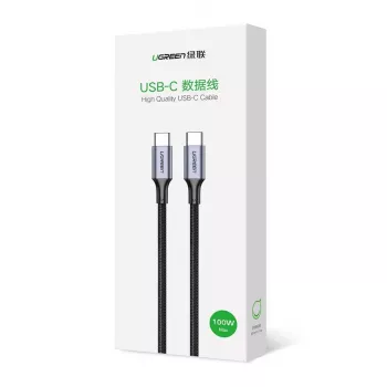 Cabo UGREEN US316 USB-C para USB-C 100W 5A 480Mbps 1m preto