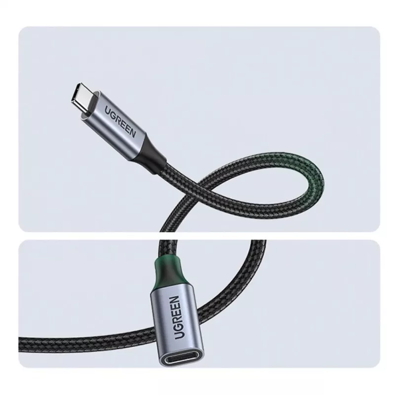 UGREEN US372 Cabo USB-C para USB-C 100W 5A 10Gbps 0,5m Cinzento