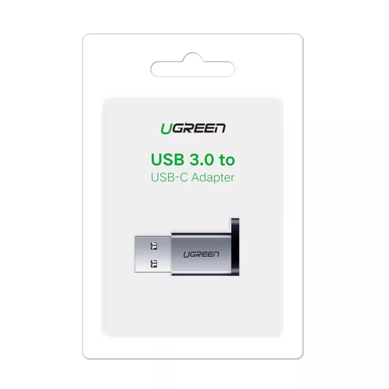 Adaptador UGREEN USB 3.0 macho para Type-C 3.1 fêmea, transferência de dados e carregamento, cinzento espacial