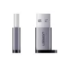 Adaptador UGREEN USB 3.0 macho para Type-C 3.1 fêmea, transferência de dados e carregamento, cinzento espacial