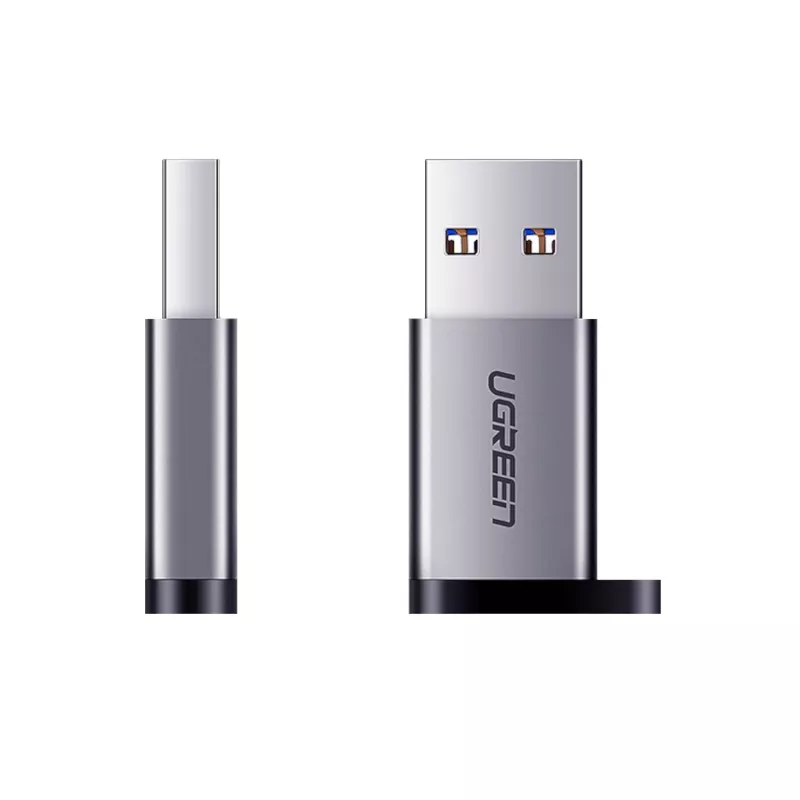 Adaptador UGREEN USB 3.0 macho para Type-C 3.1 fêmea, transferência de dados e carregamento, cinzento espacial