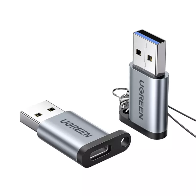 Adaptador UGREEN USB 3.0 macho para Type-C 3.1 fêmea, transferência de dados e carregamento, cinzento espacial