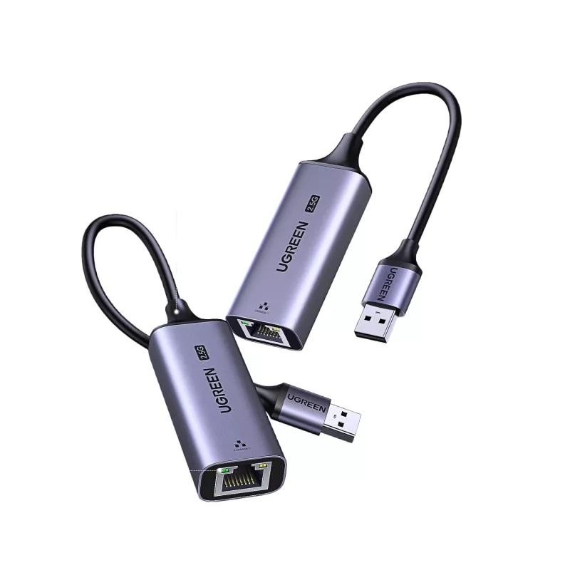 Adaptador UGREEN USB-A 3.2 Gen 1 para Ethernet 2.5G, 2,5 Gbps RJ45 LAN, Alumínio, Space Gray, Plug & Play, Realtek RTL8156B, Cabo de 10 cm