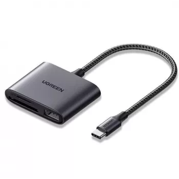 UGREEN Leitor de Cartões USB-C - Space Gray, SD & Micro SD, 5 Gbit/s