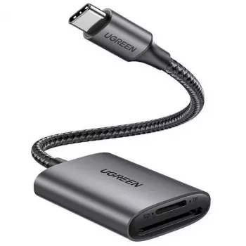 UGREEN Leitor de Cartões USB-C - Space Gray, SD & Micro SD, 5 Gbit/s
