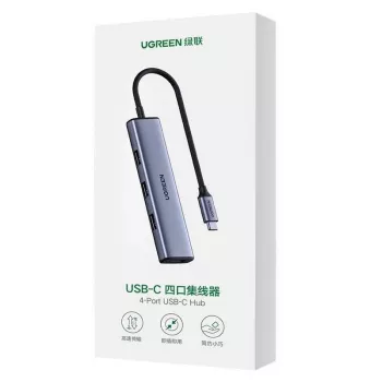 Hub UGREEN USB-C 4 portas USB 3.2 Gen 1 prateado