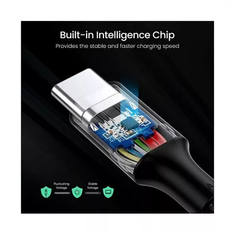 Cabo de carregamento UGREEN USB-C para USB-C 100W em nylon trançado 2m preto