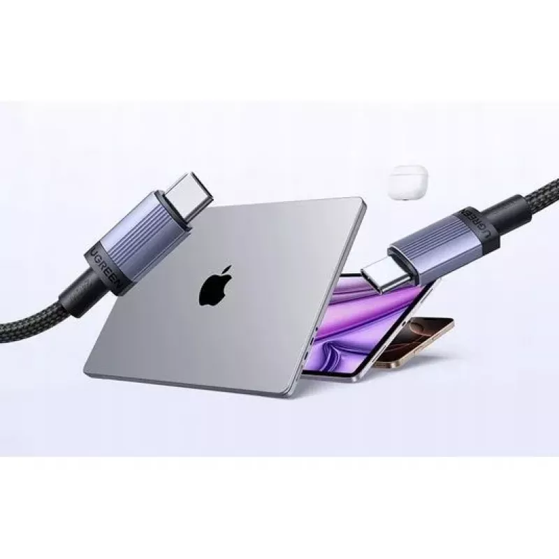 UGREEN Cabo de carregamento USB-C para USB-C USB 2.0 240W PD 3.1, caixa de alumínio trançada, 2m cinzento