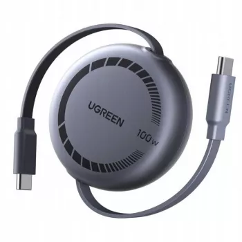 Cabo de carregamento rápido retrátil UGREEN USB-C para USB-C PD 100W 1m preto