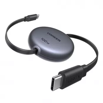 Cabo de carregamento rápido retrátil UGREEN USB-C para USB-C PD 100W 1m preto
