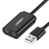 Adaptador de som estéreo externo UGREEN USB para 3,5 mm - preto