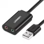 Adaptador de som estéreo externo UGREEN USB para 3,5 mm - preto
