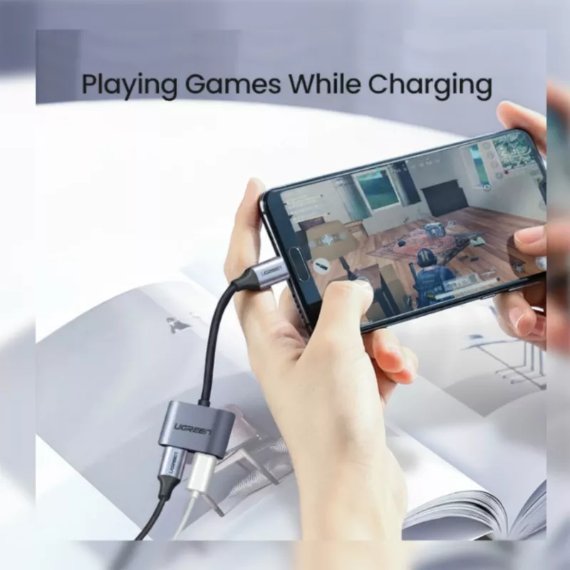 UGREEN Adaptador USB Type-C de áudio duplo e carregamento (15W PD, splitter 2 em 1)