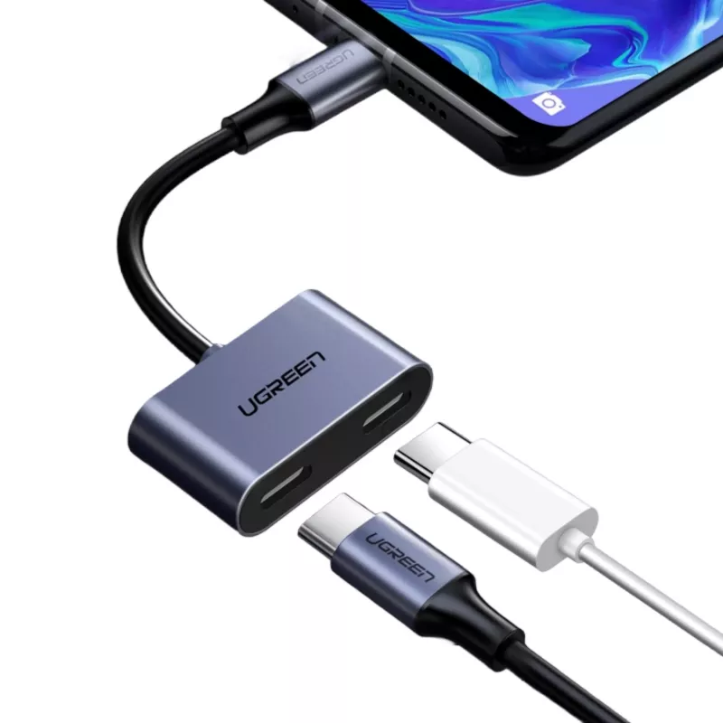 UGREEN Adaptador USB Type-C de áudio duplo e carregamento (15W PD, splitter 2 em 1)