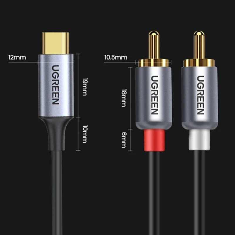 UGREEN Cabo de Áudio USB Type-C para 2RCA 1,5m Cinzento (20193 CM451)