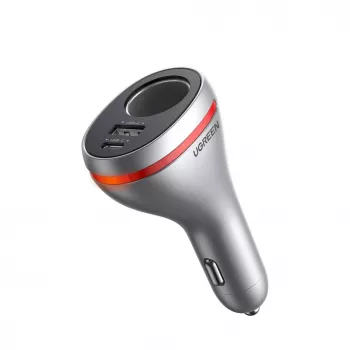 UGREEN carregador de automóvel USB Type-C / USB QC PD 24W com tomada de isqueiro 12V prateado (CD204)