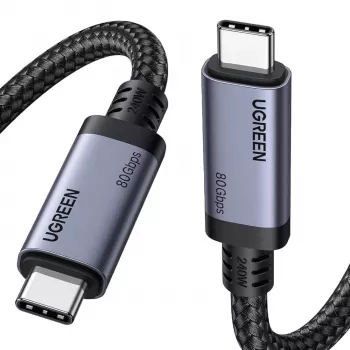 Cabo UGREEN USB4 USB-C para USB-C 240W 40Gbps 16K@60Hz 80Gbps Compatível com Thunderbolt 4 1m Nylon Entrançado
