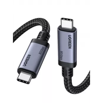 Cabo UGREEN USB4 USB-C para USB-C 240W 40Gbps 16K@60Hz 80Gbps Compatível com Thunderbolt 4 1m Nylon Entrançado