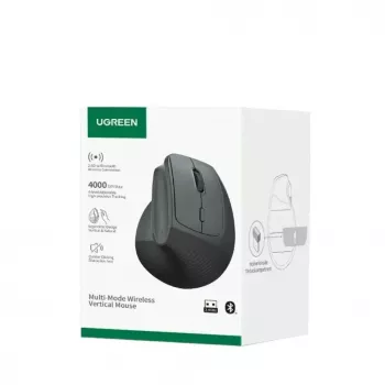 Rato Vertical sem Fios UGREEN, 2,4 GHz / Bluetooth 5.4, DPI Ajustável, Preto