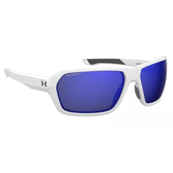 Óculos de sol de homem Under Armour UARECON6HTG47 - retangulares, envolventes, lentes verdes, armação Havana