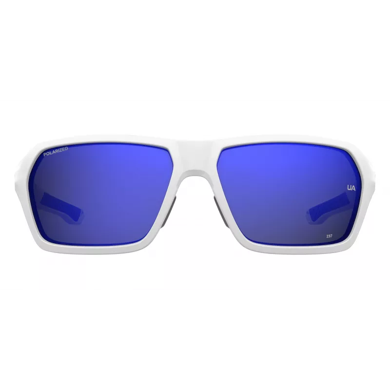 Óculos de sol de homem Under Armour UARECON6HTG47 - retangulares, envolventes, lentes verdes, armação Havana