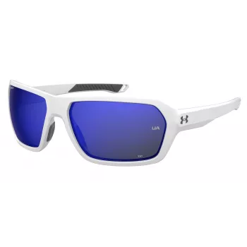 Óculos de sol de homem Under Armour UARECON6HTG47 - retangulares, envolventes, lentes verdes, armação Havana