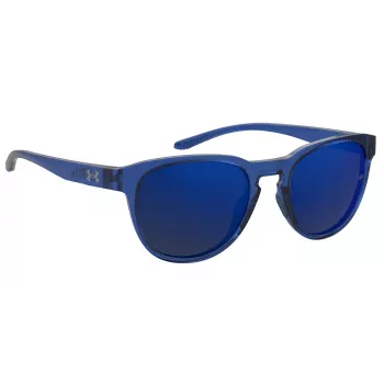 Óculos de sol unissexo Under Armour UASKYLAROXZF3 - armação preta acetinada, lentes cinzentas polarizadas, 53/17/140 mm