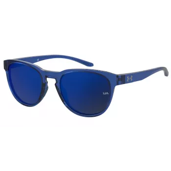 Óculos de sol unissexo Under Armour UASKYLAROXZF3 - armação preta acetinada, lentes cinzentas polarizadas, 53/17/140 mm