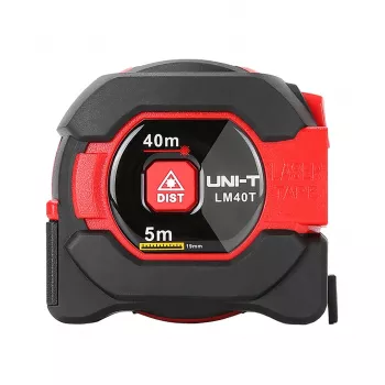 Medidor de distância laser UNI-T LM-40T 40m de alcance, precisão ±2mm, IP54, LCD retroiluminado, área/volume/pitágoras, 20 registos