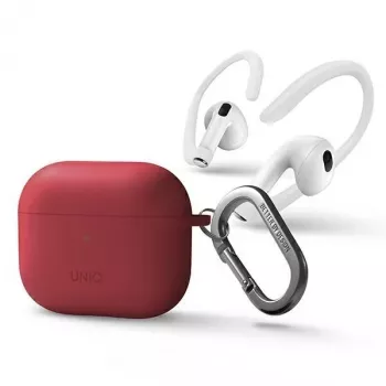 UNIQ Uniq capa Nexo para AirPods 3 + ganchos de silicone para orelhas - vermelha