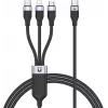 UNITEK Cabo de carregamento 3-em-1 USB-A para Lightning, USB-C, Micro USB com trança de nylon 1,5 m preto