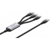 UNITEK Cabo de carregamento 3-em-1 USB-A para Lightning, USB-C, Micro USB com trança de nylon 1,5 m preto