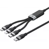 UNITEK Cabo de carregamento 3-em-1 USB-A para Lightning, USB-C, Micro USB com trança de nylon 1,5 m preto
