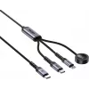 UNITEK Cabo de Carregamento 3-em-1 USB-C + Lightning + Apple Watch, 100W PD, 480 Mbps, 1,2 m, Preto