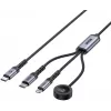 UNITEK Cabo de Carregamento 3-em-1 USB-C + Lightning + Apple Watch, 100W PD, 480 Mbps, 1,2 m, Preto