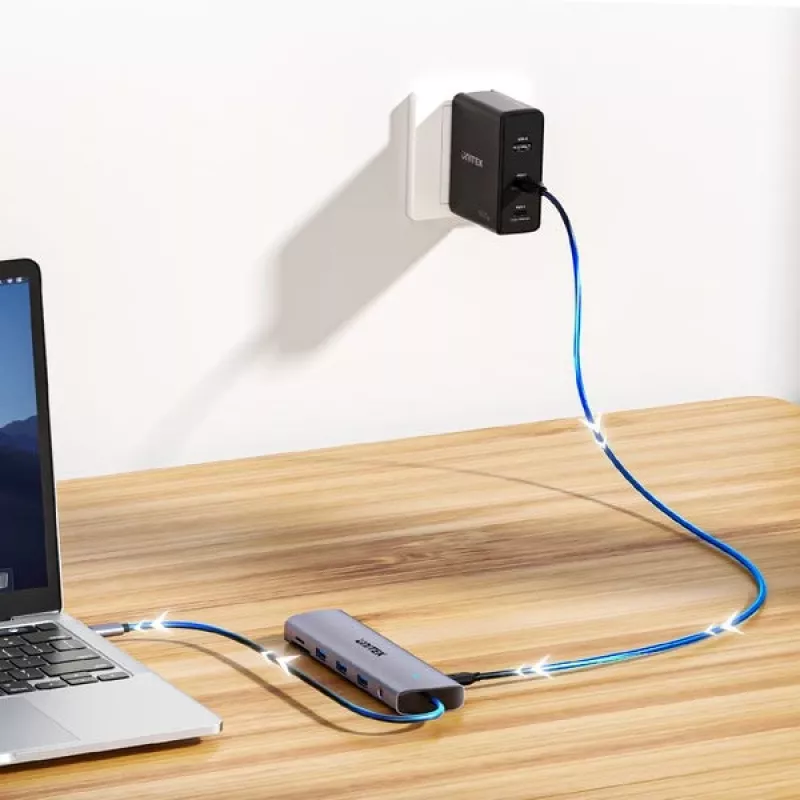 Unitek Hub USB 3.0 de 4 portas com cabo de 30cm, cinzento