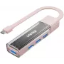 Hub USB-C/USB-A bidirecional UNITEK, 4 portas, 5Gbps, rosa